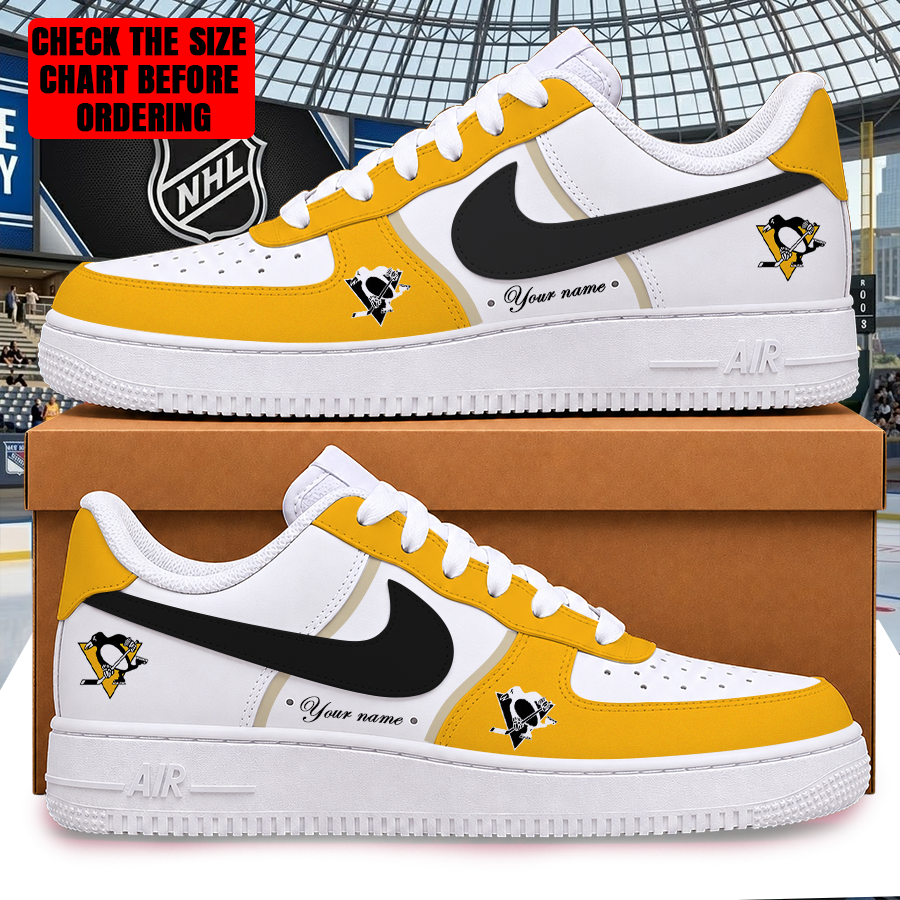 LIMITED EDITION - NEW CUSTOMIZED NHL26 PBP PITTSBURGH PENGUINS AF1 SHOES