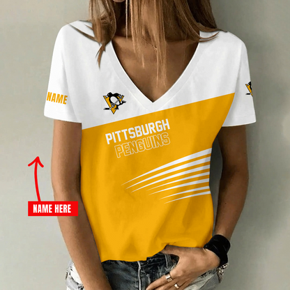 [SUPER SALE] NEW CUSTOMIZED NHL26 PBP PITTSBURGH PENGUINS V-NECK FEMALE SHIRT