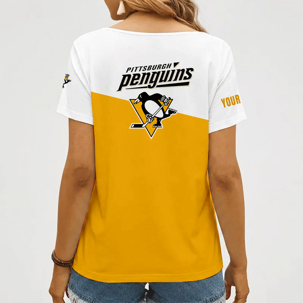 [SUPER SALE] NEW CUSTOMIZED NHL26 PBP PITTSBURGH PENGUINS V-NECK FEMALE SHIRT