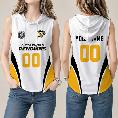 [SUPER SALE] NEW CUSTOMIZED NHL26 PBP PITTSBURGH PENGUINS WOMEN'S SLEEVELESS HOODED POCKET TANK TOP