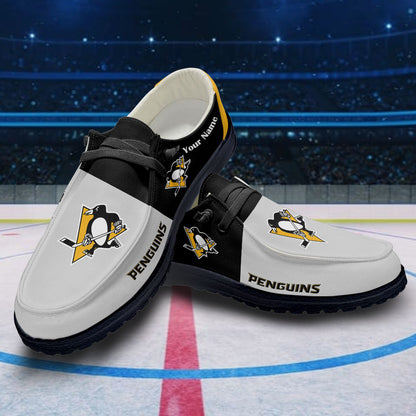 LIMITED EDITION - NEW CUSTOMIZED NHL26 PBP PITTSBURGH PENGUINS PREMIUM LOAFER SHOES