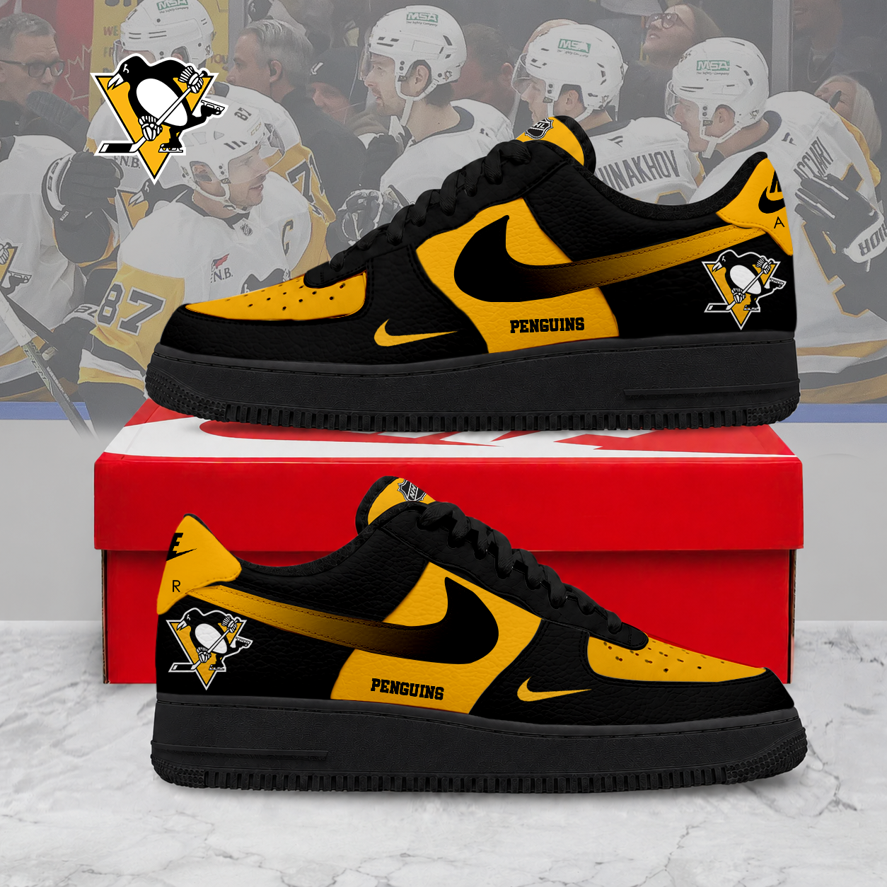 ELITE EDITION - NEW CUSTOMIZED NHL26 PBP PITTSBURGH PENGUINS AF1 SHOES