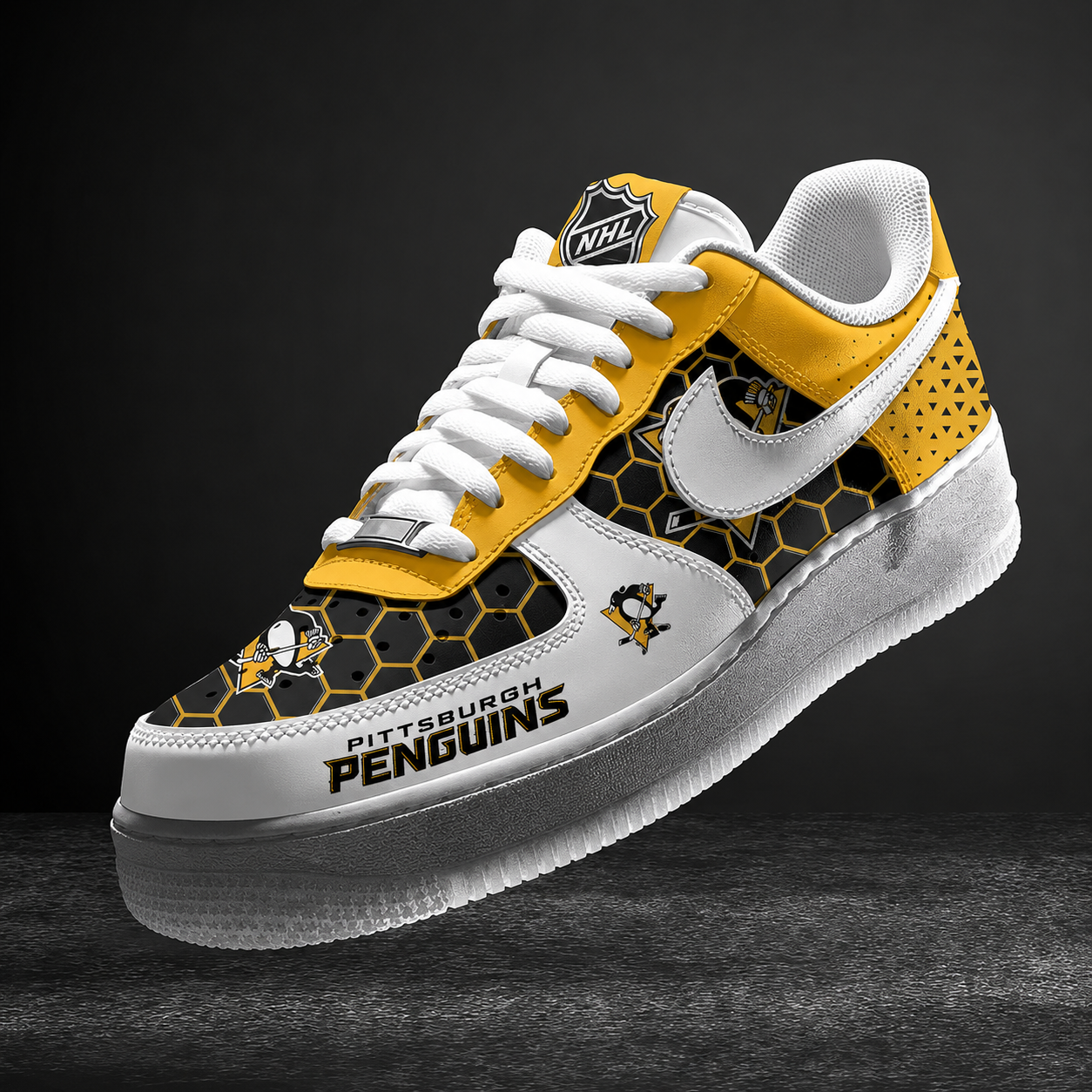 LIMITED EDITION - NEW CUSTOMIZED NHL26 PBP PITTSBURGH PENGUINS AF1 SHOES