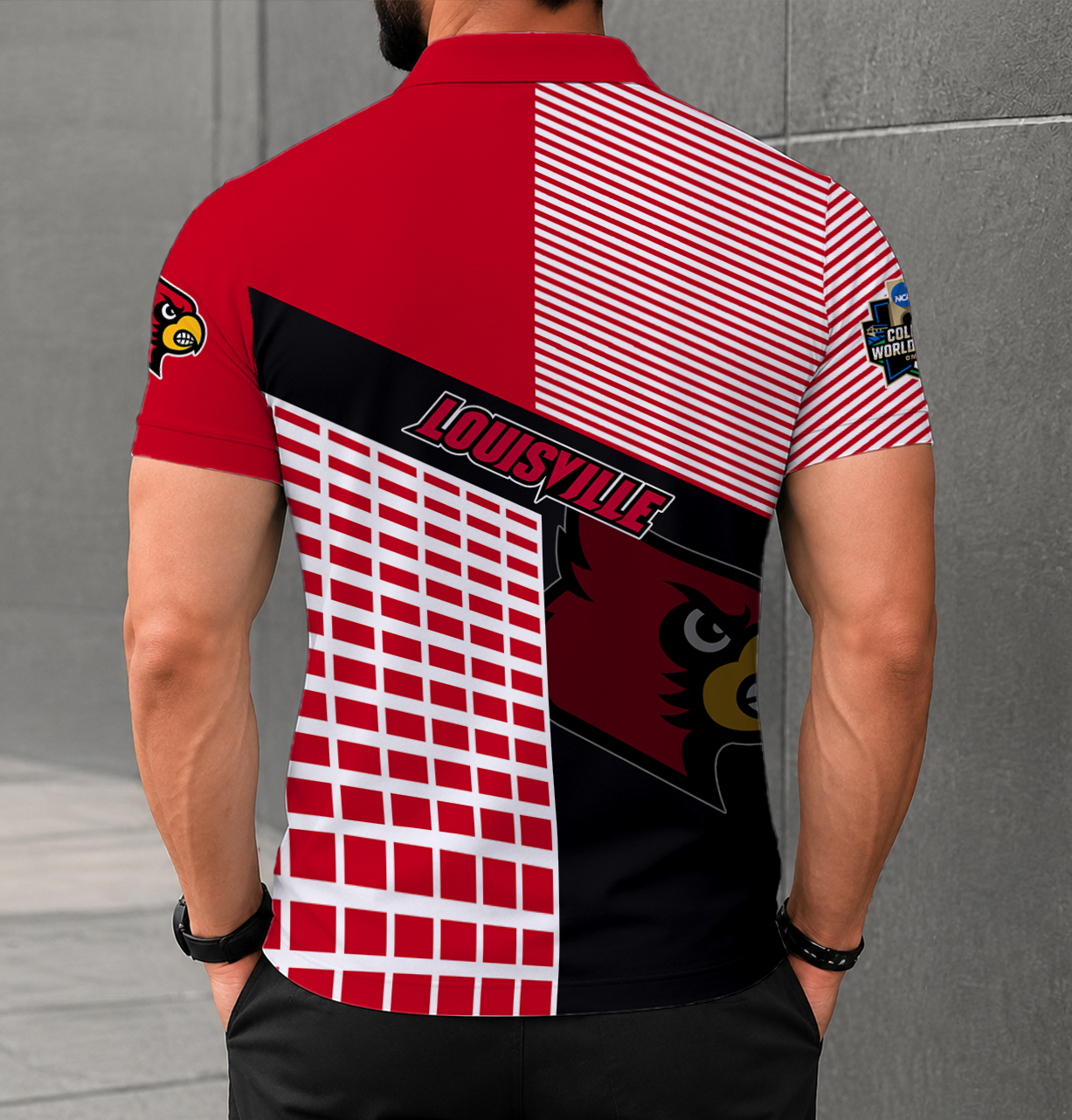 VIRAL EDITION - NEW CUSTOMIZED NCAA CWS26 ULC LOUISVILLE CARDINALS POLO SHIRT