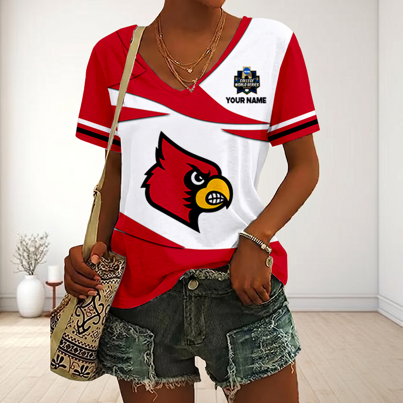LIMITED DROP - NEW CUSTOMIZED | NCAA CWS26 ULC UL CARDINALS V-NECK FEMALE SHIRT