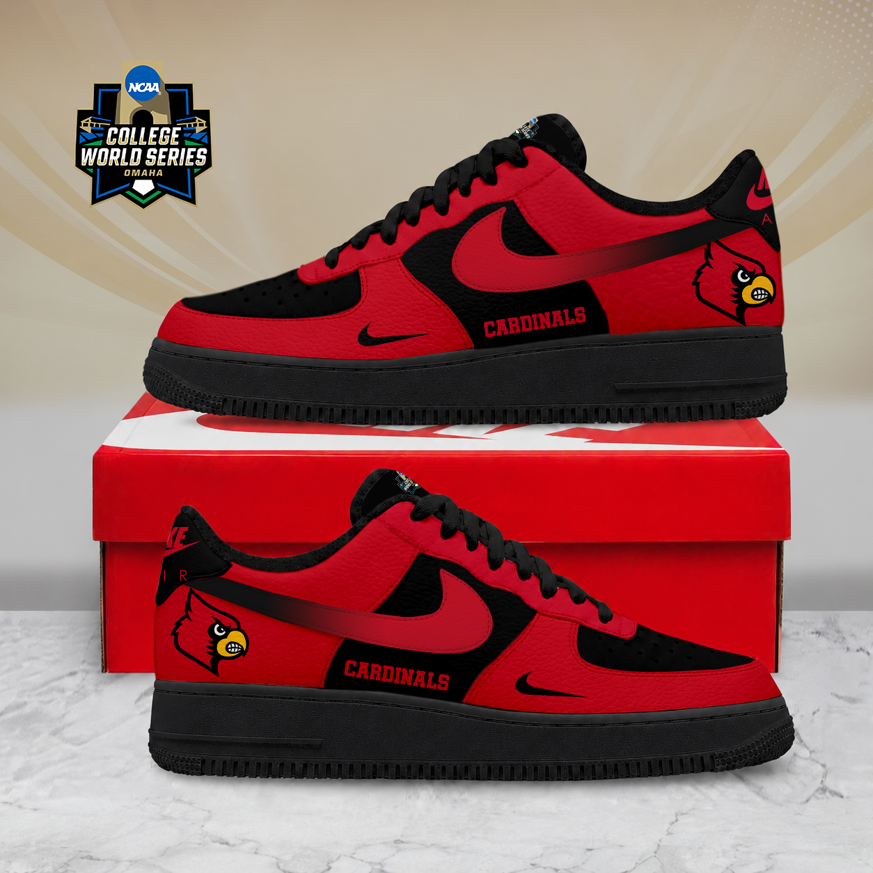 SPECIAL EDITION - NEW CUSTOMIZED NCAA CWS26 ULC LOUISVILLE CARDINALS AF1 SHOES