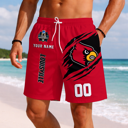 LIMITED EDITION - NEW CUSTOMIZED NCAA CWS26 ULC LOUISVILLE CARDINALS SHORT PANTS