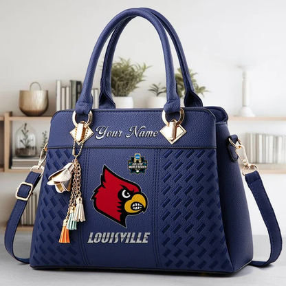 LIMITED EDITION - NEW CUSTOMIZED NCAA CWS26 ULC LOUISVILLE CARDINALS ZIP HANDBAG MULTICOLOR
