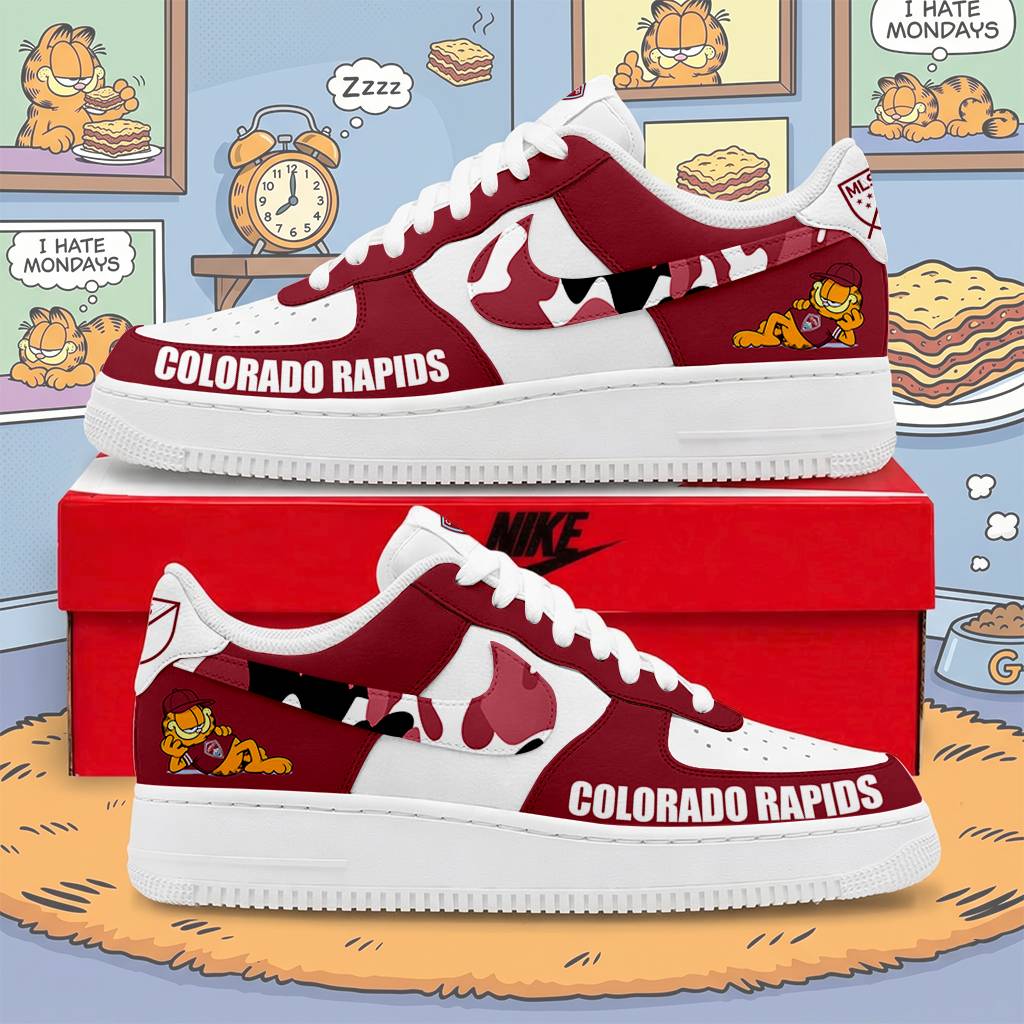 FINAL SALE - NEW CUSTOMIZED MLS26 CLR CLRD RAPIDS x GARFIELD AF1 SNEAKERS