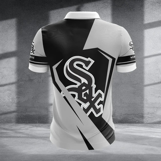 [FLASH SALE] NEW CUSTOMIZED MLB26 CWS CHICAGO WHITE SOX ZIP POLO SHIRT