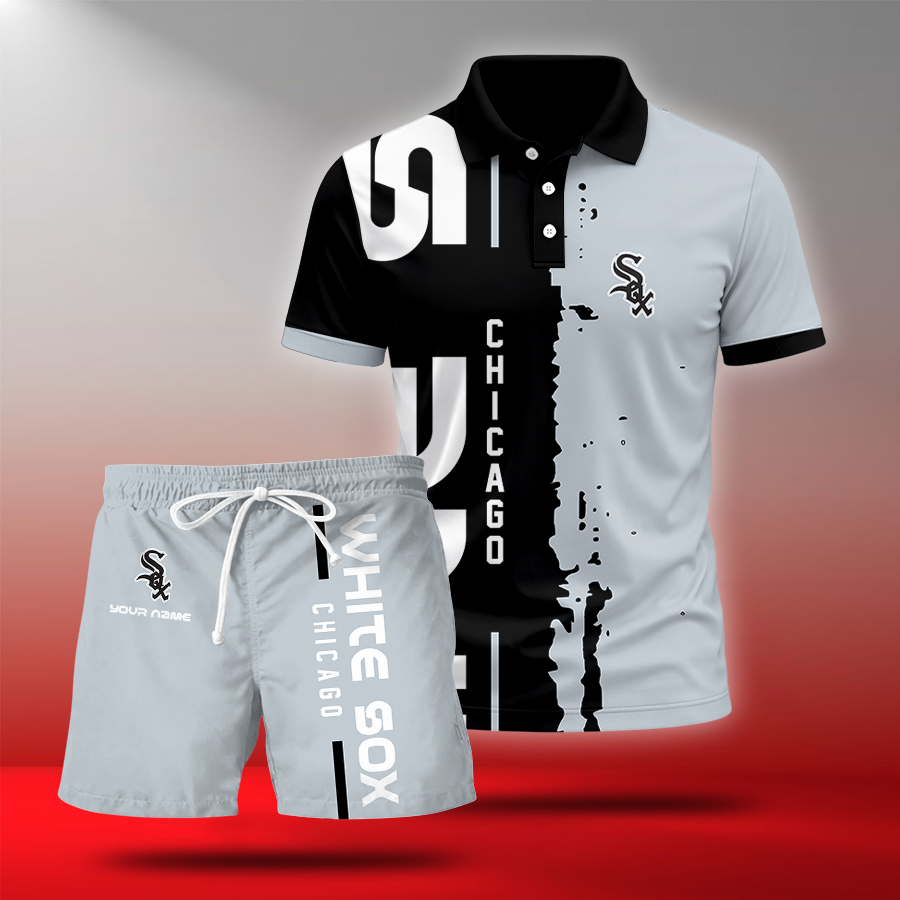 LIMITED EDITION - NEW CUSTOMIZED MLB26 CWS CHICAGO WHITE SOX POLO & SHORT PANTS SET