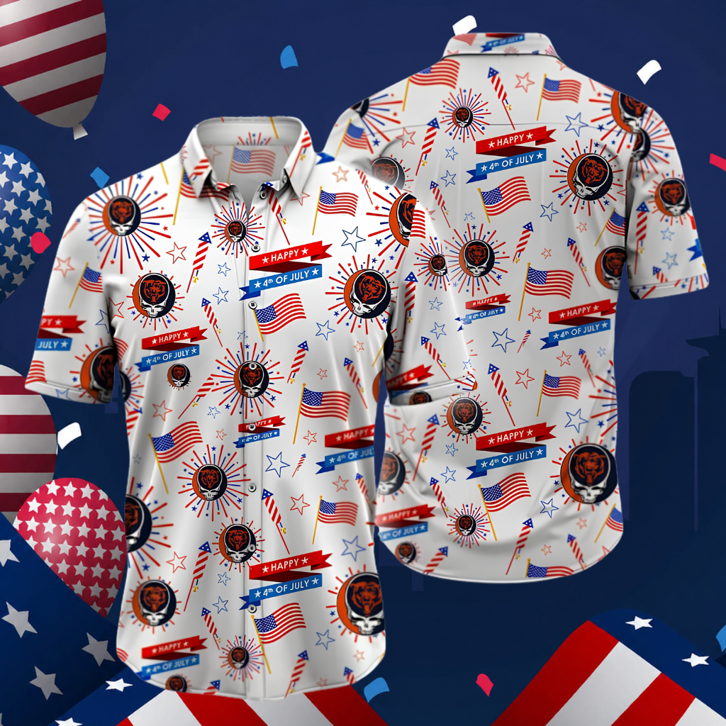 LIMITED EDITION - NEW CUSTOMIZED NFL26 CCB CHICAGO BEARS PATRIOTIC 250 USA HAWAIIAN SHIRT