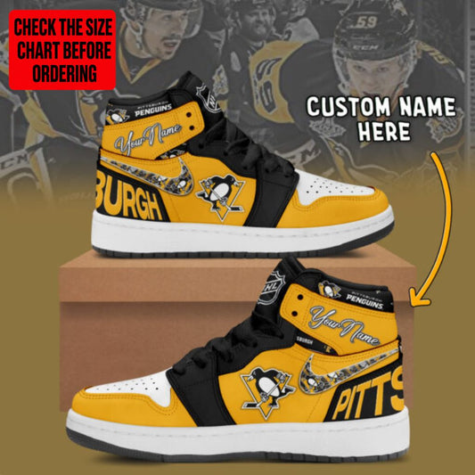 LIMITED EDITION - NEW CUSTOMIZED NHL26 PBP PITTSBURGH PENGUINS AIR JORDAN SNEAKERS