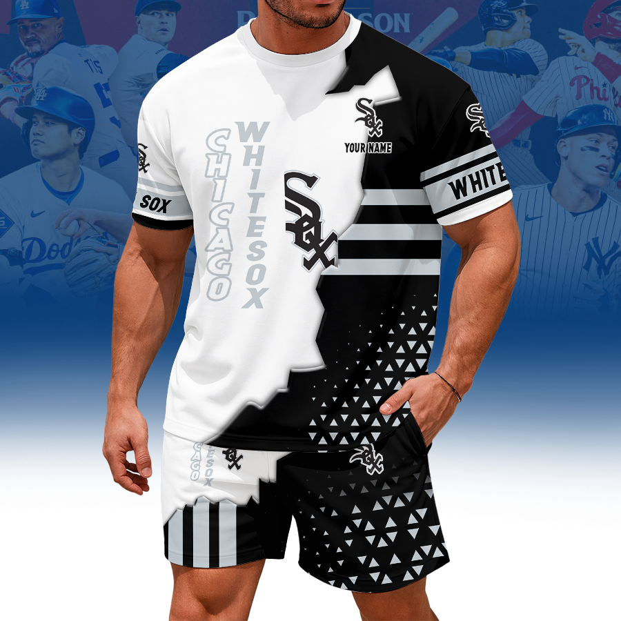 LIMITED EDITION - NEW CUSTOMIZED MLB26 CWS CHICAGO WHITE SOX UNISEX T-SHIRT & SHORTS SET