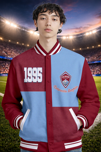 LIMITED EDITION - NEW CUSTOMIZED MLS26 CLR CLRD RAPIDS SATIN VARSITY & BASEBALL JACKET