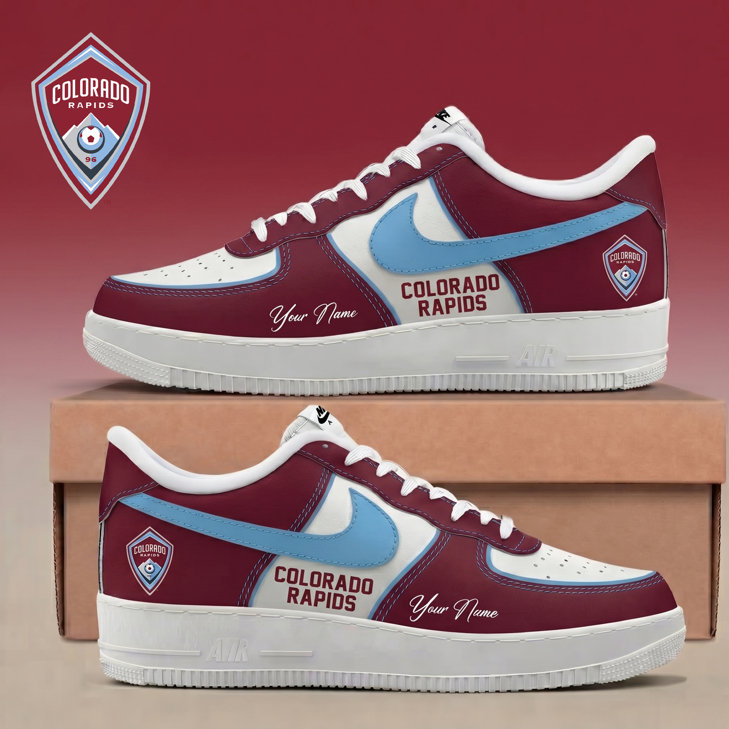 ENDING TODAY - NEW CUSTOMIZED MLS26 CLR CLRD RAPIDS AF1 SNEAKERS