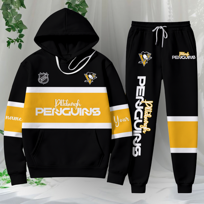 LIMITED EDITION - NEW CUSTOMIZED NHL26 PBP PITTSBURGH PENGUINS HOODIE & SWEATPANTS SET