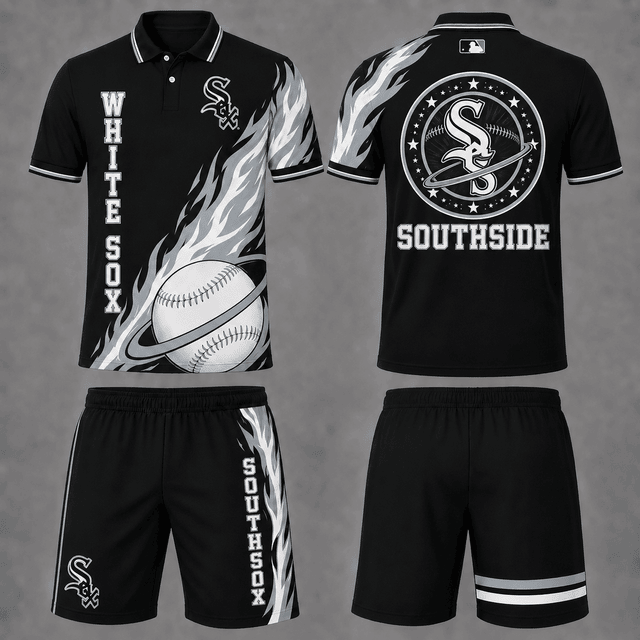 [FLASH SALE] NEW CUSTOMIZED MLB26 CWS CHICAGO WHITE SOX POLO SHIRT & SHORT PANTS SET