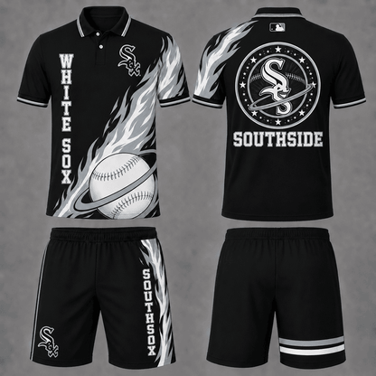 [FLASH SALE] NEW CUSTOMIZED MLB26 CWS CHICAGO WHITE SOX POLO SHIRT & SHORT PANTS SET