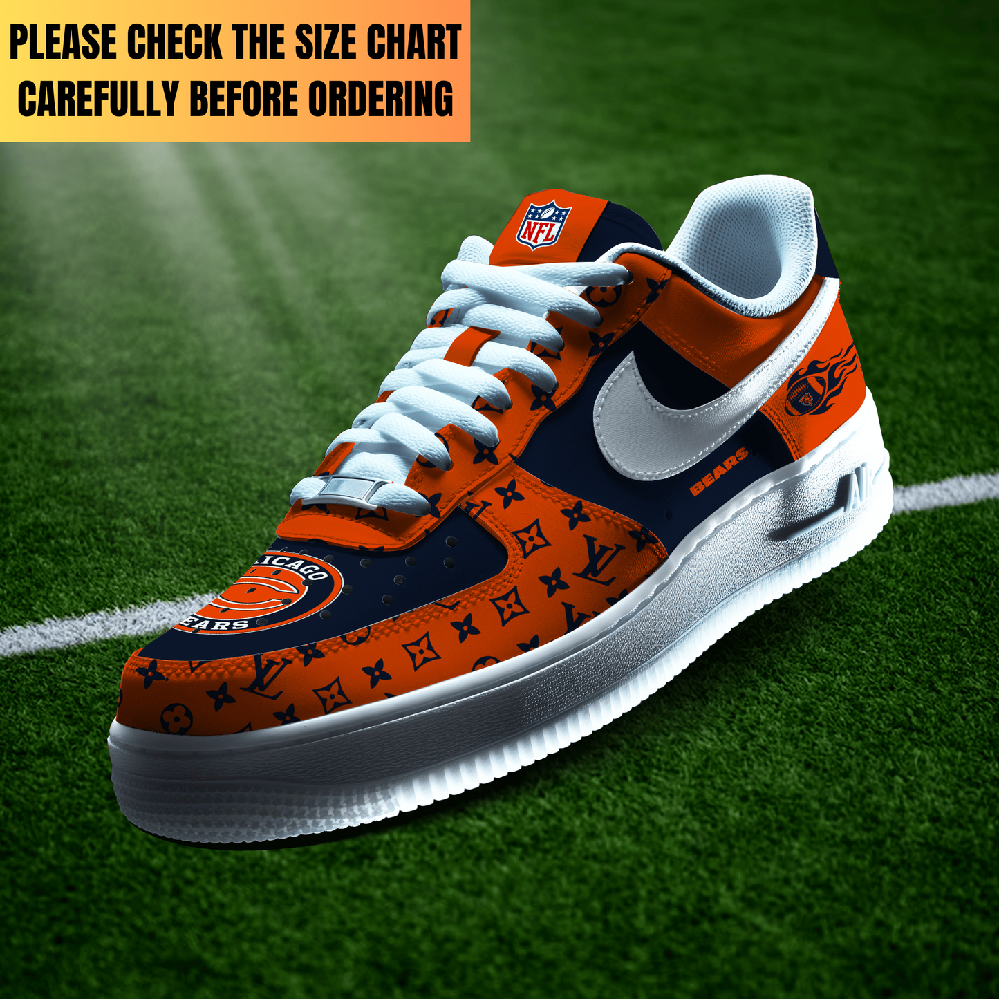 LIMITED EDITION - NEW CUSTOMIZED NFL26 CCB CHICAGO BEARS AF1 SHOES