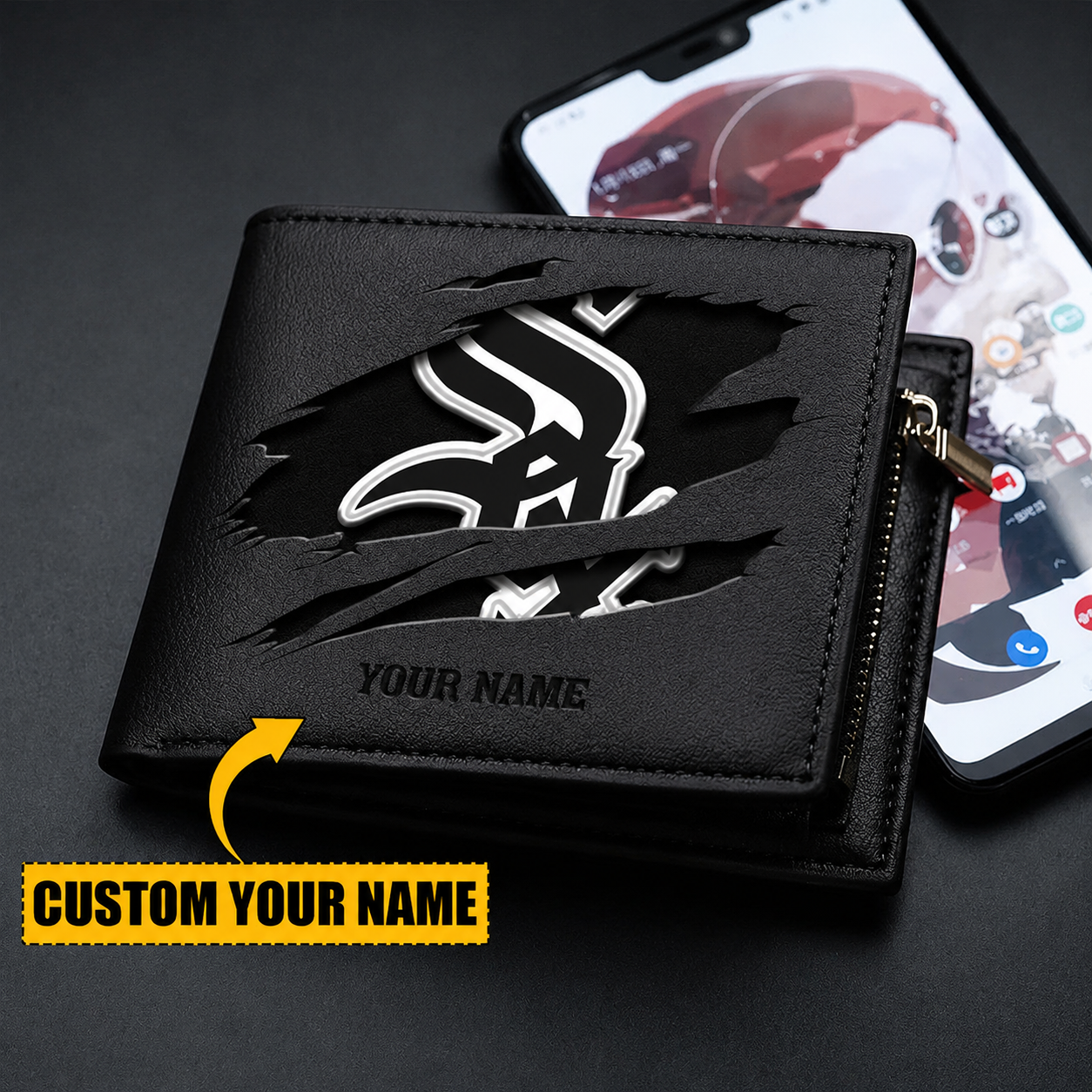 LIMITED EDITION - NEW CUSTOMIZED MLB26 CWS CHICAGO WHITE SOX LEATHER WALLET