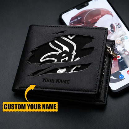 LIMITED EDITION - NEW CUSTOMIZED MLB26 CWS CHICAGO WHITE SOX LEATHER WALLET