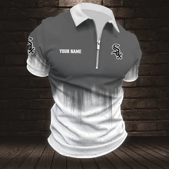 [FLASH SALE] NEW CUSTOMIZED MLB26 CWS CHICAGO WHITE SOX ZIP POLO SHIRT