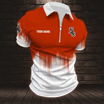 [FLASH SALE] NEW CUSTOMIZED MLB26 CWS CHICAGO WHITE SOX ZIP POLO SHIRT