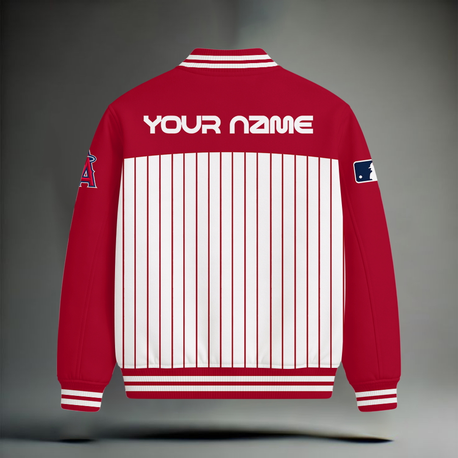 LIMITED EDITION - NEW CUSTOMIZED MLB27 LAA LOS ANGELES ANGELS SNOOPY STYLE SATIN VARSITY & BASEBALL JACKET