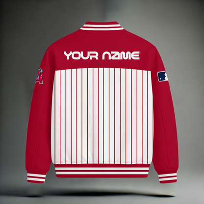 LIMITED EDITION - NEW CUSTOMIZED MLB27 LAA LOS ANGELES ANGELS SNOOPY STYLE SATIN VARSITY & BASEBALL JACKET