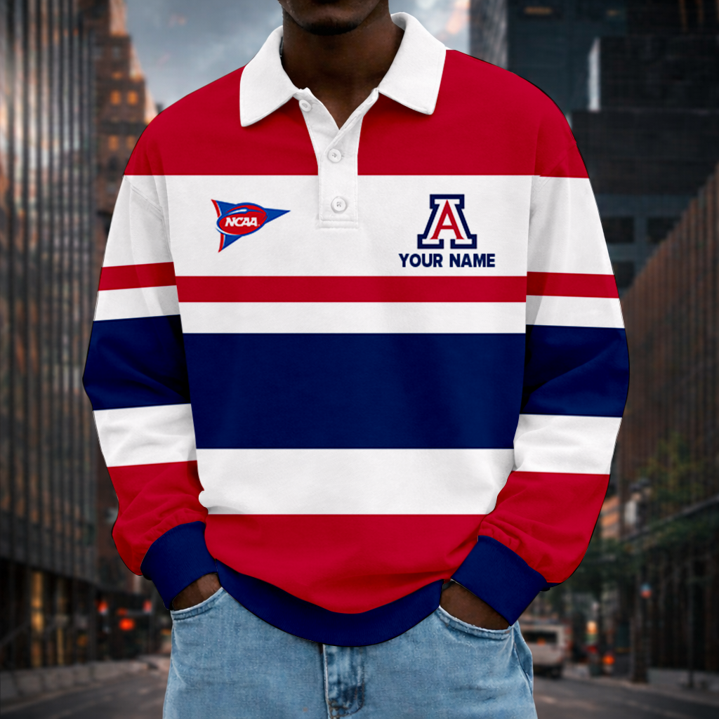 LIMITED EDITION - NEW CUSTOMIZED NCAA FBS27 ARW ARIZONA WILDCATS UNISEX LONG SLEEVE POLO