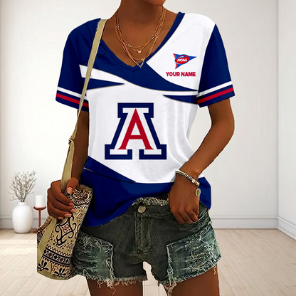 LIMITED DROP - NEW CUSTOMIZED | NCAA FBS27 ARW AR WILCATS V-NECK FEMALE SHIRT