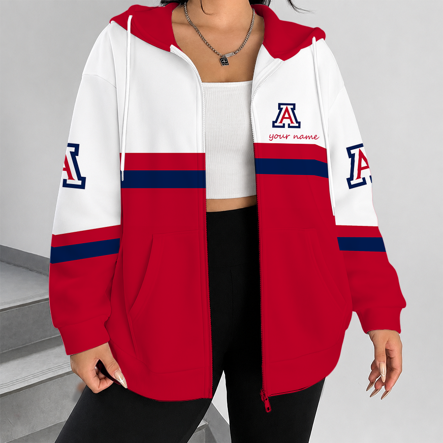[FAN FAVORITE] NEW CUSTOMIZED NCAA FBS27 ARW ARIZONA WILDCATS ZIP HOODIE