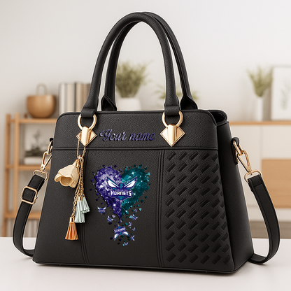 LIMITED EDITION - NEW CUSTOMIZED NBA27 CHO CHARLOTTE HORNETS ZIP HANDBAG MULTICOLOR
