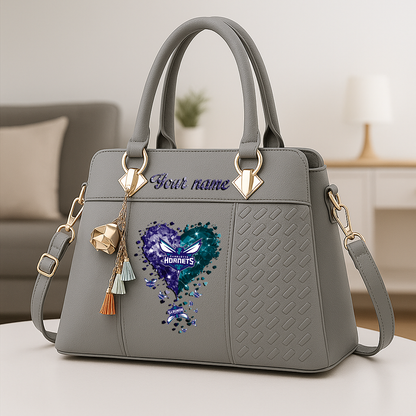 LIMITED EDITION - NEW CUSTOMIZED NBA27 CHO CHARLOTTE HORNETS ZIP HANDBAG MULTICOLOR