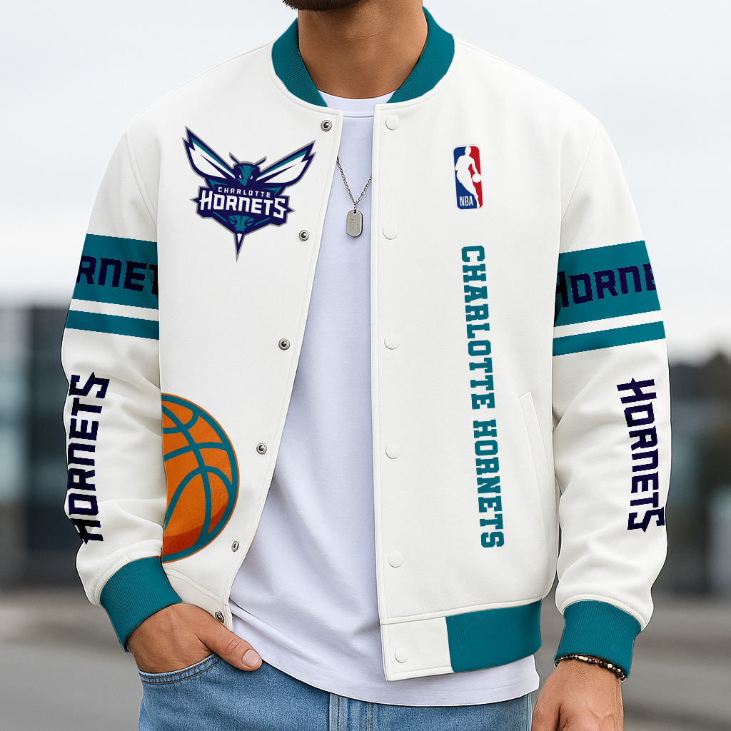 LIMITED EDITION - NEW CUSTOMIZED NBA27 CH CHARLOTTE HORNETS BASEBALL JACKET