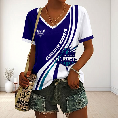 LIMITED EDITION - NEW CUSTOMIZED NBA27 CHO CHARLOTTE HORNETS V-NECK FEMALE SHIRT