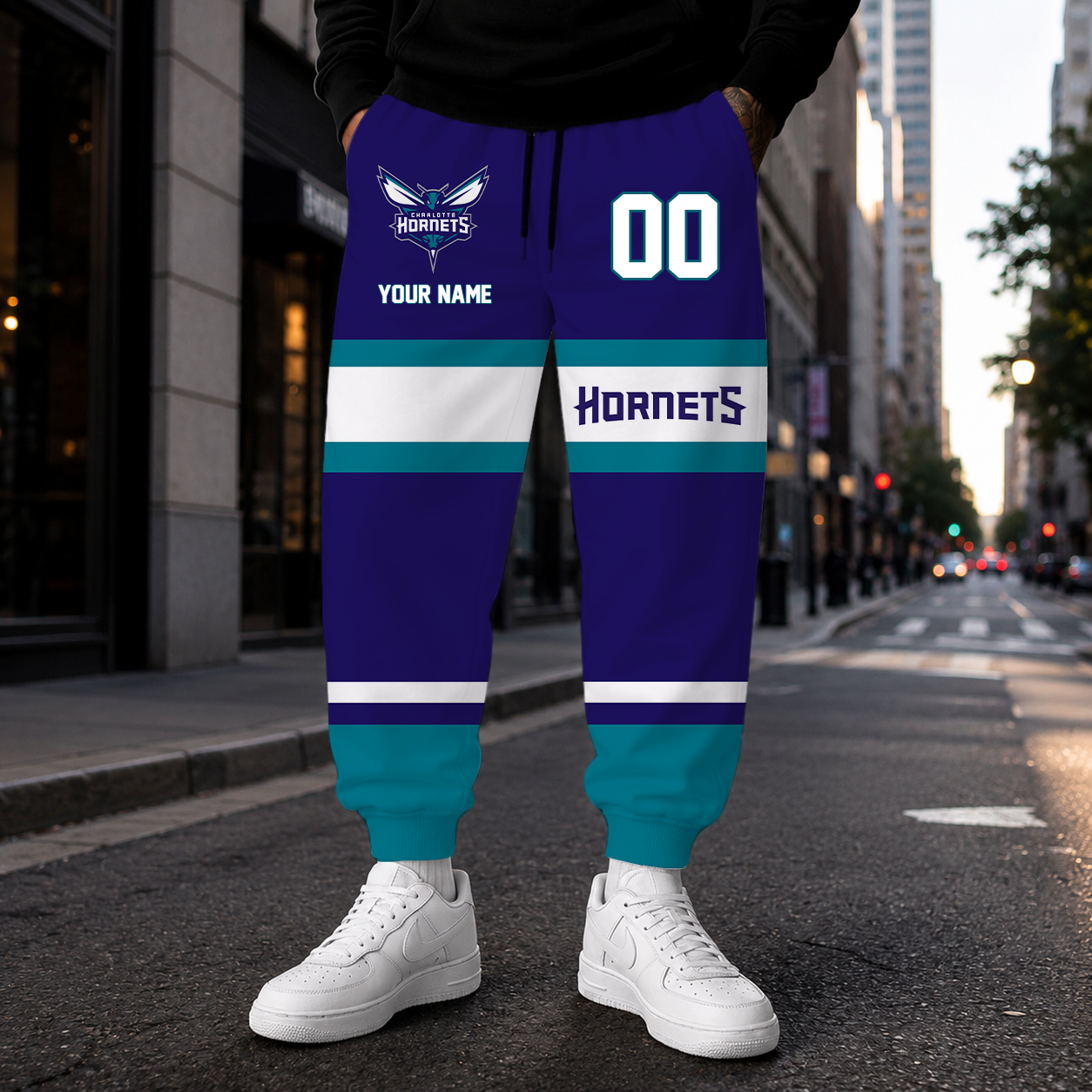 ELITE EDITION - NEW CUSTOMIZED NBA27 CHO CHARLOTTE HORNETS SWEATPANTS