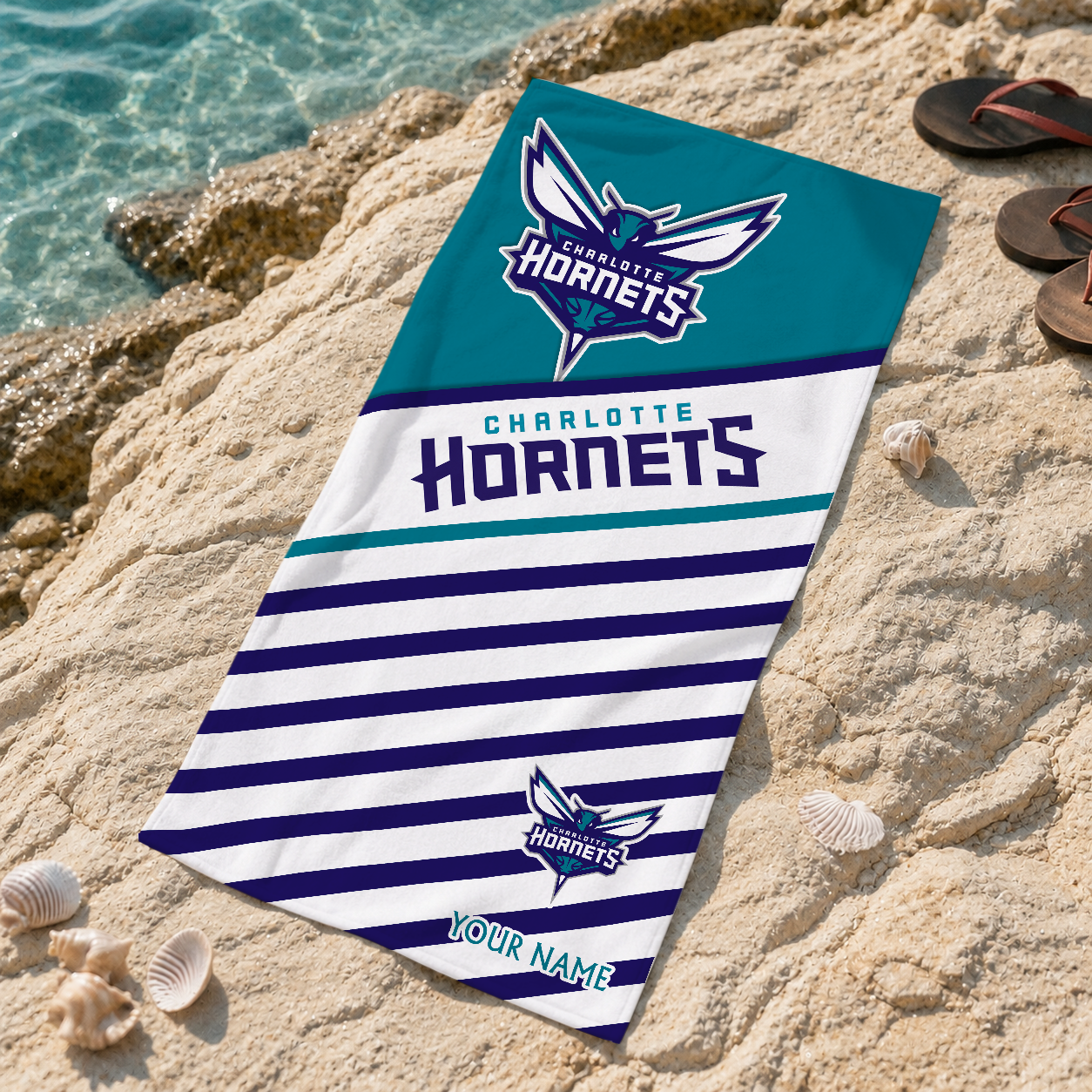 LIMITED EDITION - NEW CUSTOMIZED NBA27 CHO CHARLOTTE HORNETS BEACH TOWEL FOR FAN