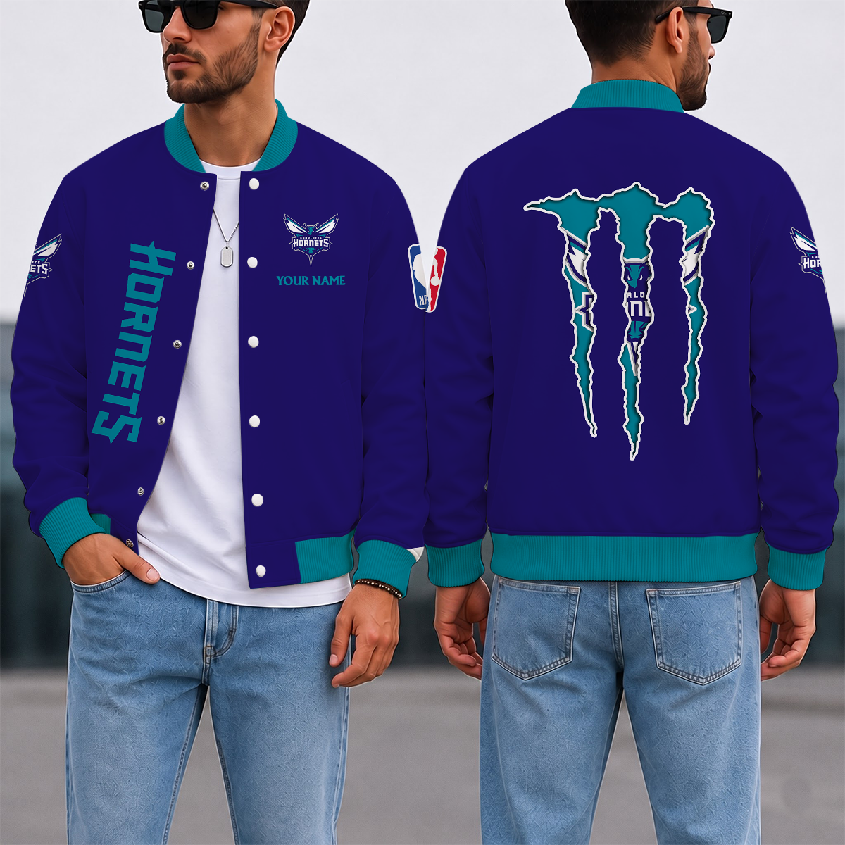 LIMITED EDITION - NEW CUSTOMIZED NBA27 CHO CHARLOTTE HORNETS BASEBALL JACKET, SATIN VARSITY JACKET