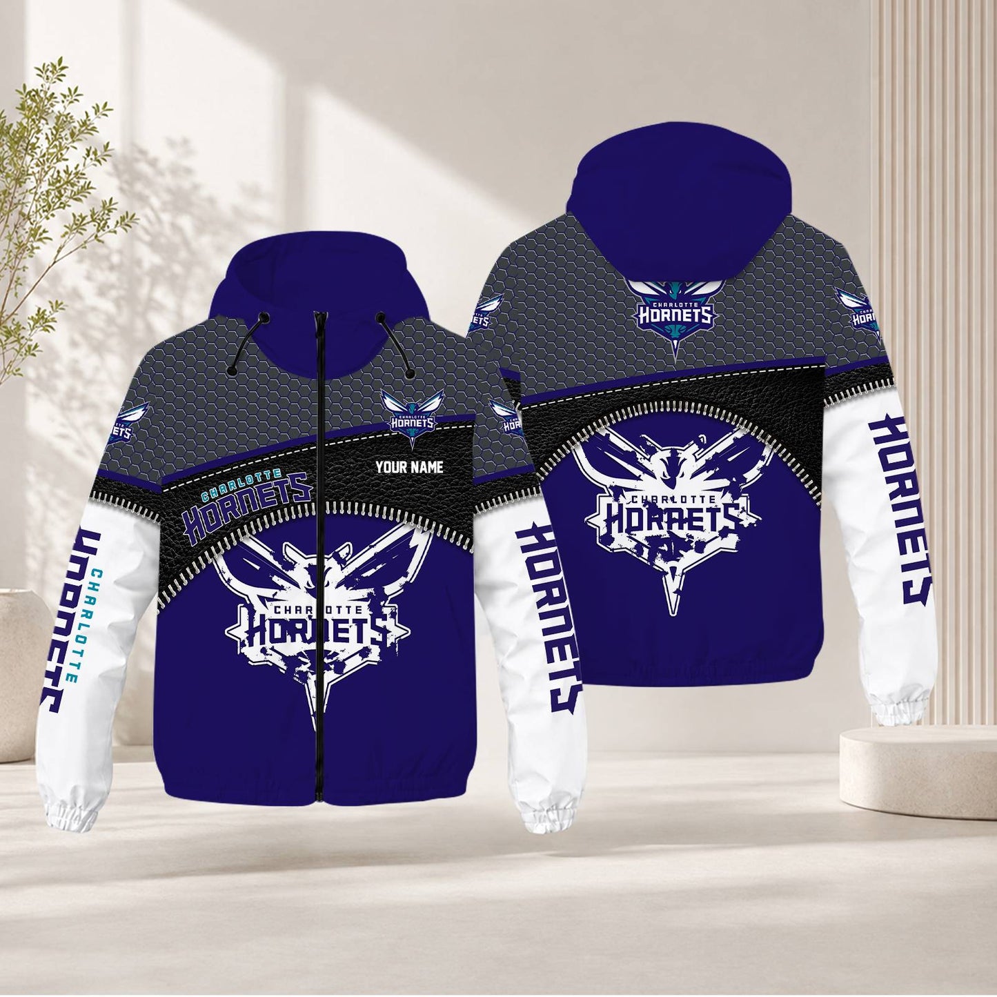 LIMITED EDITION - NEW CUSTOMIZED NBA27 CHO CHARLOTTE HORNETS WINDBREAKER JACKET
