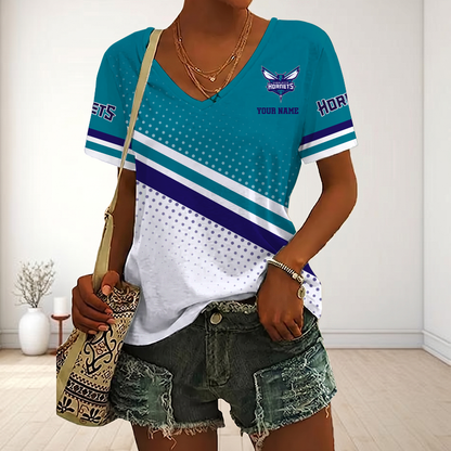 LIMITED EDITION - NEW CUSTOMIZED NBA27 CHO CHARLOTTE HORNETS V-NECK FEMALE SHIRT