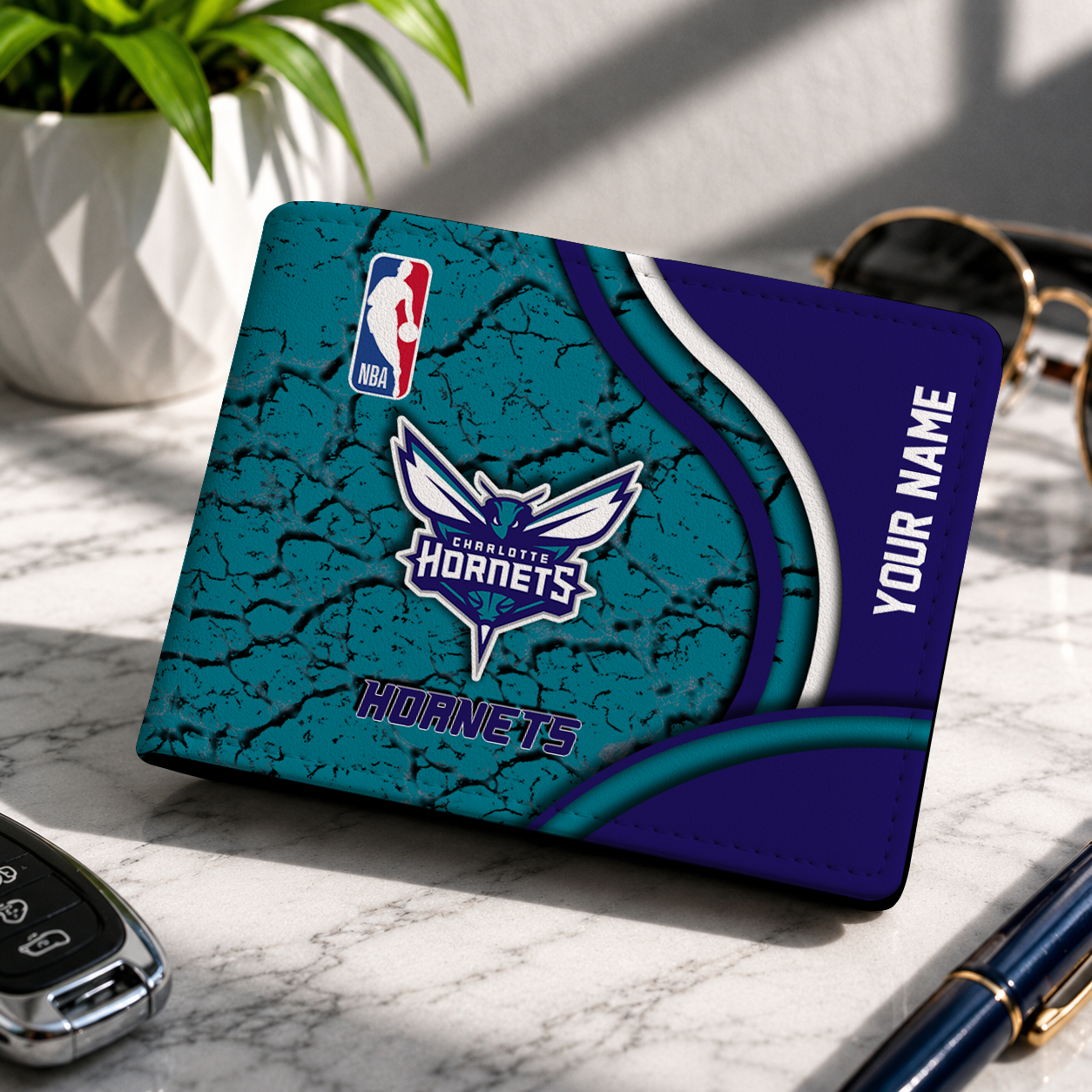 VIRAL EDITION - NEW CUSTOMIZED NBA27 CHO CHARLOTTE HORNETS LEATHER WALLET