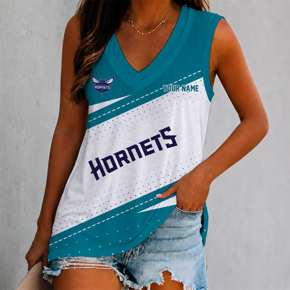 VIRAL EDITION - NEW CUSTOMIZED NBA27 CHO CHARLOTTE HORNETS WOMEN'S V-NECK TANK TOP