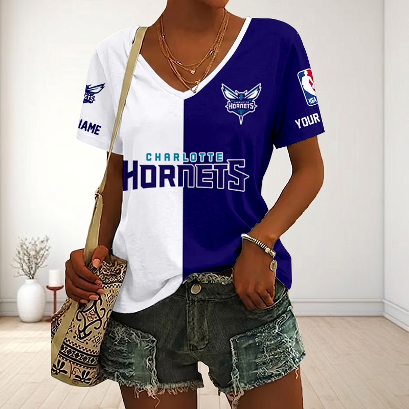 LIMITED EDITION - NEW CUSTOMIZED NBA27 CHO CHARLOTTE HORNETS V-NECK FEMALE SHIRT
