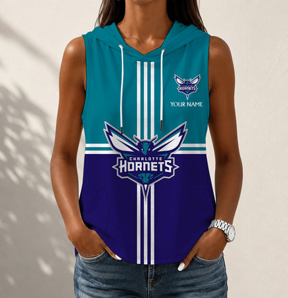 LIMITED EDITION - NEW CUSTOMIZED NBA27 CHO CHARLOTTE HORNETS WOMEN'S SLEEVELESS HOODED POCKET TANK TOP