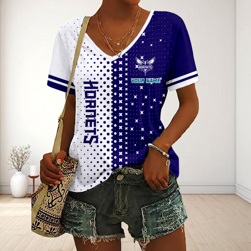 LIMITED EDITION - NEW CUSTOMIZED NBA27 CHO CHARLOTTE HORNETS V-NECK FEMALE SHIRT