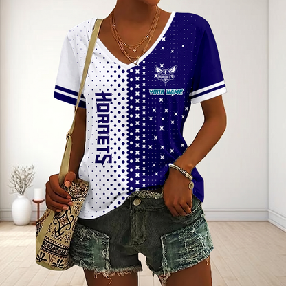 LIMITED EDITION - NEW CUSTOMIZED NBA27 CHO CHARLOTTE HORNETS V-NECK FEMALE SHIRT