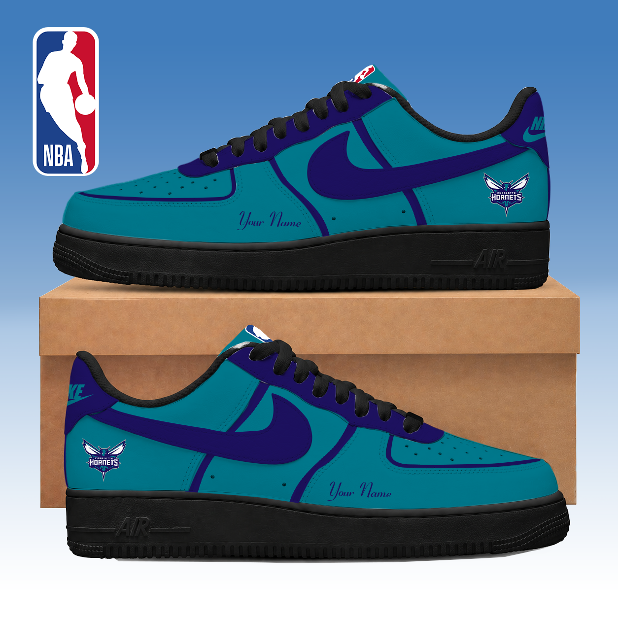 LIMITED EDITION - NEW CUSTOMIZED NBA27 CHO CHARLOTTE HORNETS AF1 SNEAKERS
