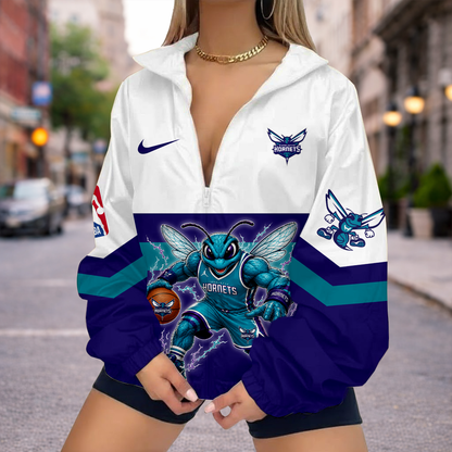 VIRAL EDITION - NEW CUSTOMIZED NBA27 CHO CHARLOTTE HORNETS V-NECK ZIPPER SWEATSHIRT JACKET
